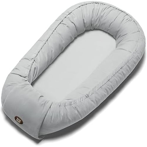 Baby Lounger for Newborn 0-24 Months, Breathable & Soft Infant Lounger, Adjustable Tummy Time Baby Lounger Pillow for Home and Travel, Baby Girls & Boys Newborn Babies Essentials Stuff, Grey