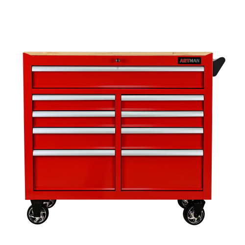 ARTMAN 9 Drawer Rolling Tool Chest with Wheels and Wooden Top, Heavy Duty Industrial Service Cart Storage Organizer with Locking System,45.28*18.11*39.37inches,1 Pack