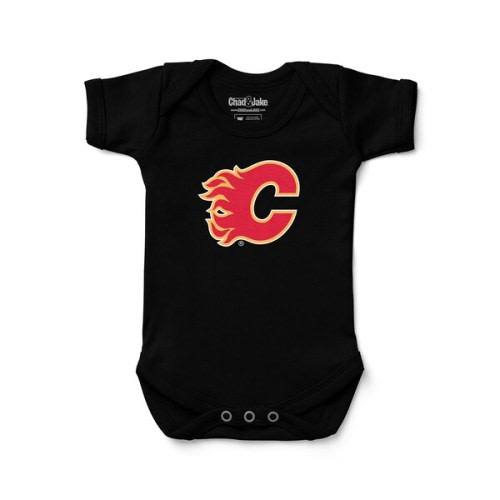 Newborn & Infant Calgary Flames Chad & Jake Black Primary Logo Bodysuit