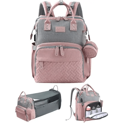 JOLLITO Baby Diaper Bag Backpack with Changing Station, Large Capacity, Stroller Straps and USB Charging Port, Baby Registry Search for Boys & Girls