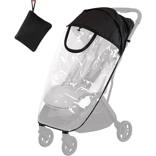 Rain Cover Fits for UPPAbaby Minu V3 Stroller, All-Season Windproof & Waterproof Protection from Rain, Snow & Dust, Crystal Clear EVA Panel & Built-in Storage Pocket Design