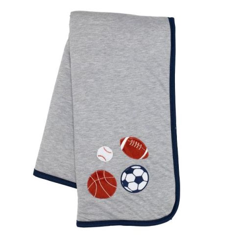 Lambs & Ivy Hall of Fame Sports Jersey/Faux Shearling Cozy Baby Blanket