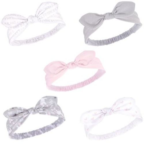 Hudson Baby Infant Girl Headbands 5pk, Gray Unicorn, 0-24 Months