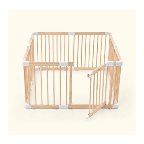 HARPPA Wooden Baby Gate Playpen | Non-Toxic Foldable DIY Adjustable Play Yard for Infants & Toddlers – Natural Finish Baby Fence for Small & Large Spaces