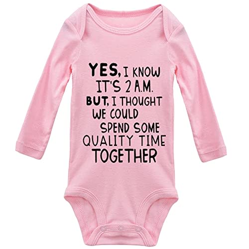 Yes I Know Its 2am Letter Print Infant Long Sleeve Bodysuits