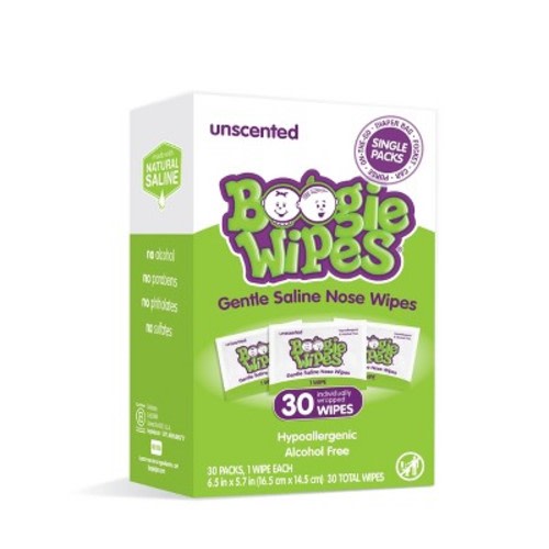 Boogie Wipes Unscented Gentle Saline Nose Wipes - 30ct