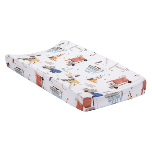 Construction Zone Changing Pad Cover - White/Trucks – Lambs & Ivy