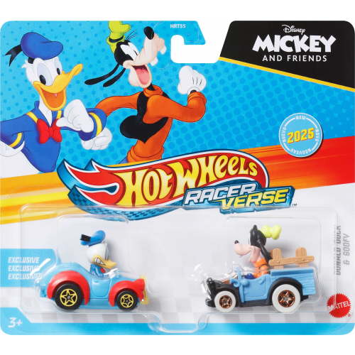 Hot Wheels RacerVerse Die-Cast Cars, Set of 2 Toy Vehicles with Character Drivers Optimized for RacerVerse Track (Styles May Vary)