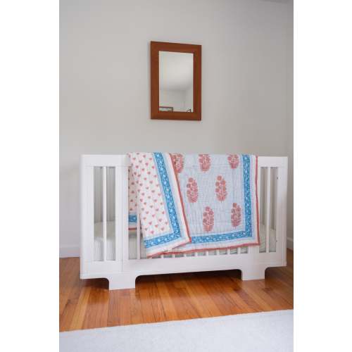 Baby Blanket in Poppy Stamp & Thin Stripes