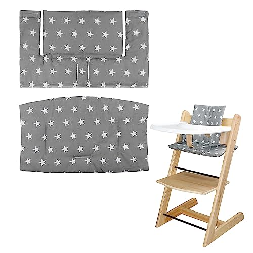 for Tripp Trapp High Chair Cushion (Grey Star Pattern) | Soft And Comfortable For Tripp Trapp High Chair Cushion, Makes It Safer And More Comfortable For Baby To Sit On