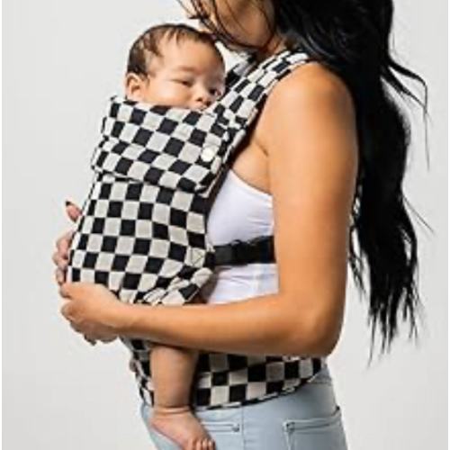 Mabē Monarch Ergonomic Baby Carrier – Premium Cotton Soft Structured Newborn to Toddler Carrier with Hip-Healthy Design, 3 Carry Positions (7-35lbs), Lightweight & Breathable, (Ebony Check)