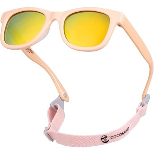 COCOSAND Flexible Baby Sunglasses with Strap Polarized UV Protection for Toddler Infant Newborn Boy Girl Age 0-24 Months