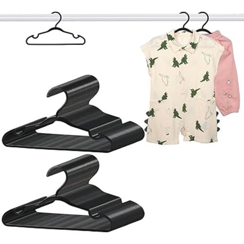 100 Pack Black Baby Hangers 11.42 Inch - Kids Non-Slip Clothes Hangers for Infant & Child, Durable Plastic Children's Hangers for Closet, Pants, Coats, Skirts