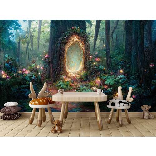 Fairy Forest Wall Mural for Nursery – Enchanted Magical Door Wallpaper – Mystical Woodland Peel and Stick Wall Art for Kids Room