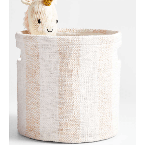Cove Elegant Pink Organic Cotton Striped Shelf Storage Bin
