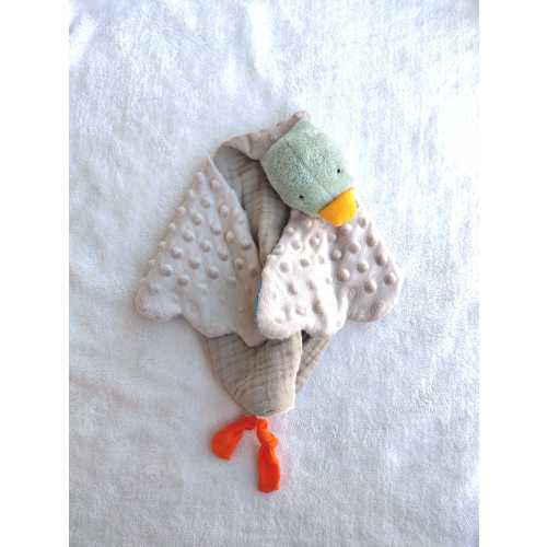 Personalized Muslin Mallard Duck Baby Lovey,Goose for baby,Goose Diaper,Crib decor,Mallard Duck Lovey,Easter Duck Plush,Embroidered lovey