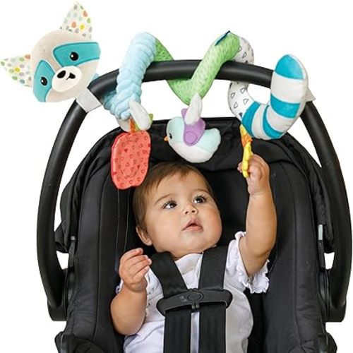 Infantino Spiral Activity Toy - Textured Play Activity Toy for Sensory Exploration and Engagement, Ages 0 and Up, Blue Raccoon