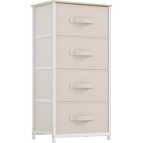YITAHOME 4-Drawer Fabric Dresser, Dresser for Bedroom, Living Room, Hallway, Closet (Cream White)