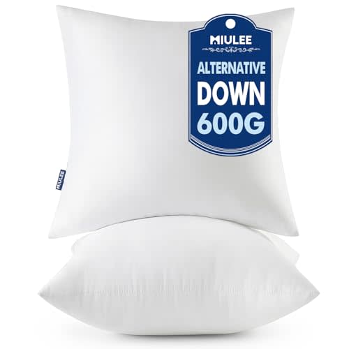 MIULEE 20x20 Throw Pillows Inserts 2 Pack, Decorative Pillows for Couch Bed | 100% Virgin Filling, Full and Fluffy, Lumbar, Back and Neck Support