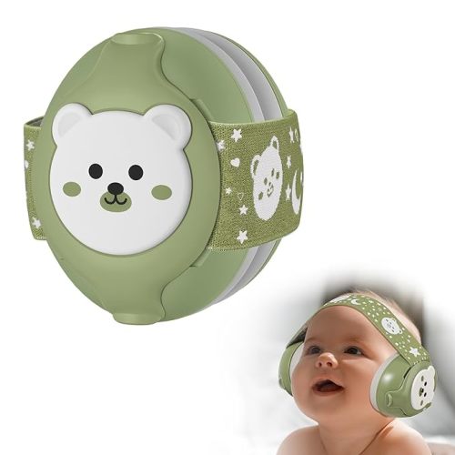 Baby Earmuffs-Infant Ear Protection for Babies 0-36 Months, 25dB NRR Baby Noise Cancelling Headphones with Little Bear Design,Baby Flight Essentials for Travel/Improves Sleep/Outdoor