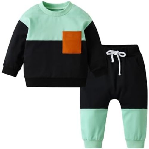 Toddler Baby Boy Clothes Long Sleeve Sweatshirts Pullover Tops Long Jogger Pants Little Boys Fall Winter 2PCS Outfit Set