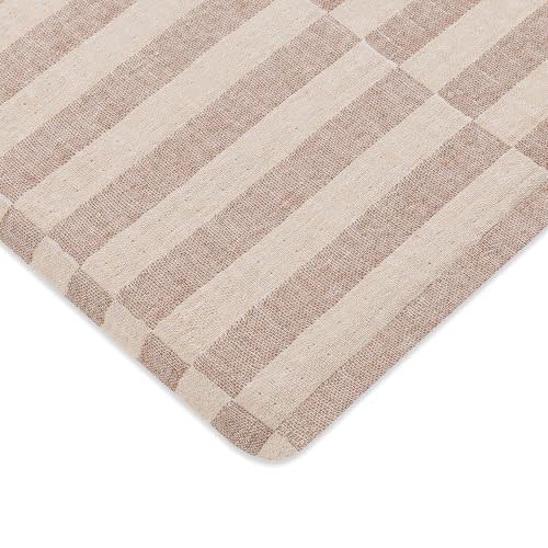 Babyletto Muslin Baby Bassinet Sheets for Girls & Boys - GOTS Certified Breathable Organic Cotton Cover - 360° Fitted, Soft & Cozy Rectangle Bedside Bassinet Sheets, Cocoa Offset Stripe