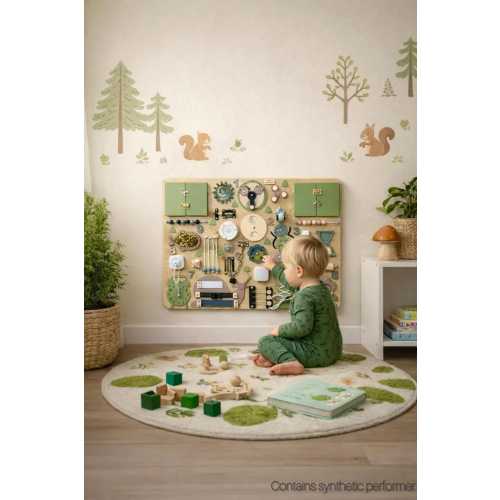 Montessori Busy Board Gift for Toddler – Forest Activity Board, Woodland Sensory Toy, 1st Birthday Gift, Wooden Learning Toy, Nursery Decor