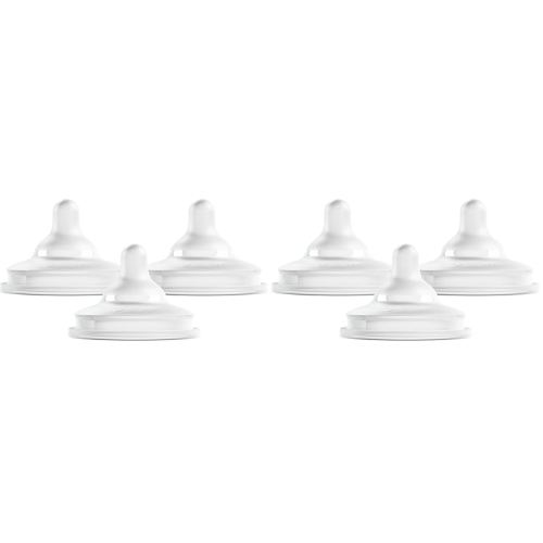 Boon Nursh Curve Silicone Baby Bottle Nipples - Platinum Food-Safe Silicone Bottle Nipples – Medium Flow Nipples for Baby Bottles - Baby Bottle-Feeding Supplies - 3 Count (Pack of 2)