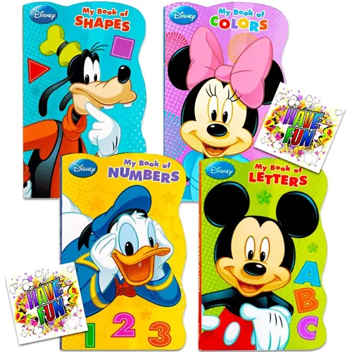 Disney Mickey Mouse "My First Books" -- Set of 4 Shaped Disney Mickey Mouse Board Books for Toddlers Kids