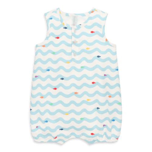 Baby Henley Tank Shortie In Rainbow Fish