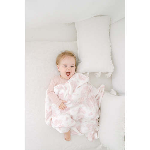 Spring Toile Pink Bamboo Baby Blanket | The Gilded Bird US