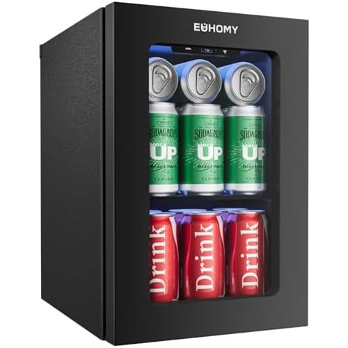 EUHOMY 24 Can Mini Fridge, 18L Beverage Refrigerator with Quiet Compressor