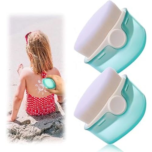 Universal 2 Pack Sunscreen Applicator, Sunblock Buddy Brush Set with Protective Caps, Sun Lotion Applicator Sun Cream Brush