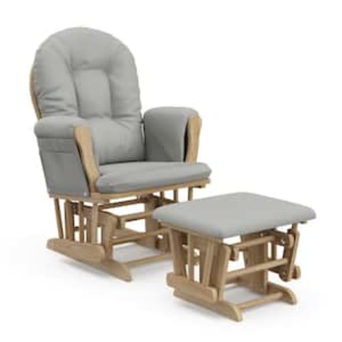 Hoop Glider Natural with Light Gray Cushion Ottoman Set