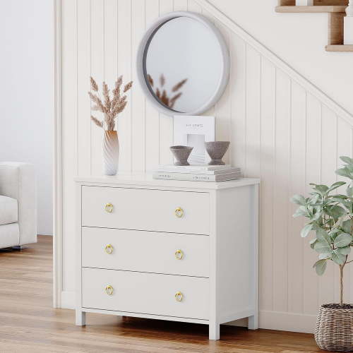 Dresser for Bedroom, Chest of Dressers 29" Tall Dresser for Closet with 3 Drawers Chest with Clothes Storage Cabinet, Drawer Organizer for Bedroom, Living Room, Hallway, White