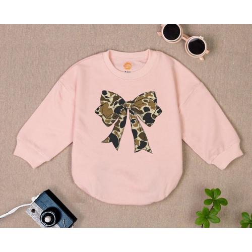 Camo Bow Baby Romper: Duck Hunting Bodysuit, Hunter's Wife Clothes