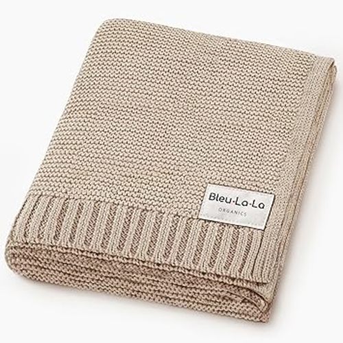 Heritage Knit 100% Organic Cotton Baby Swaddle Blanket for Girls and Boys - Soft Warm Cozy Unisex Cuddle Stroller Receiving Blanket for Newborns Infants & Toddler (Oatmeal)