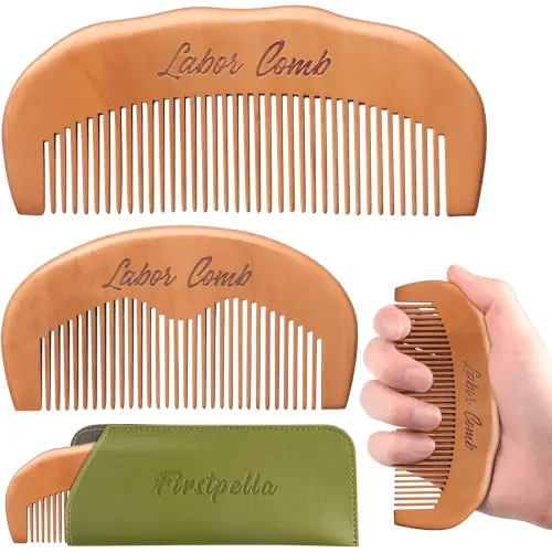 2Pcs Birthing Comb for Women Labor,Wooden Birth Labor Comb for Labor and Delivery Essentials,Natural Wood Comb for Labor Pain Relief,Labor Comb for Pregnant Women Pregnancy Contraction Expectant Moms