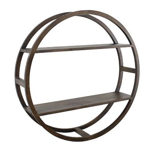 Belle Maison 24-in. Round Wood Two-Tier Wall Shelf