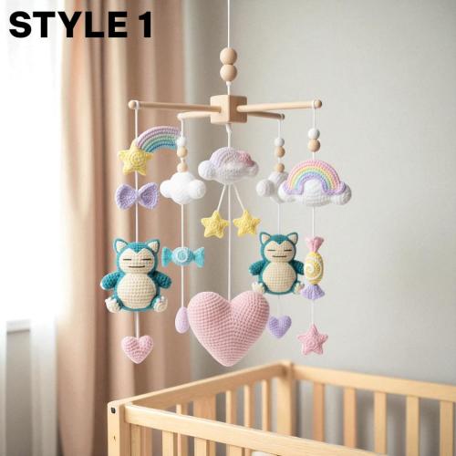 Blue Crochet Baby Mobile with Forest Theme Amigurumi Craft Nursery Room Decor Pokemon Crib Toy Baby Shower Gift