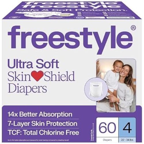 Free~Style TCF Diapers Total Chlorine Free Hyper Absorbent Ultra Soft (Size 4, 60 Count)
