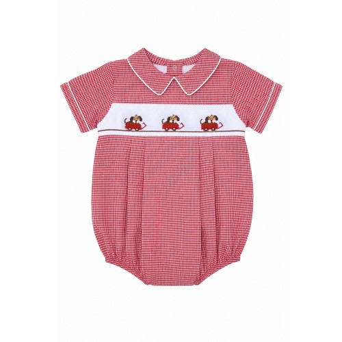 Red Gingham Smocked Dog Bubble – Carriage Boutique