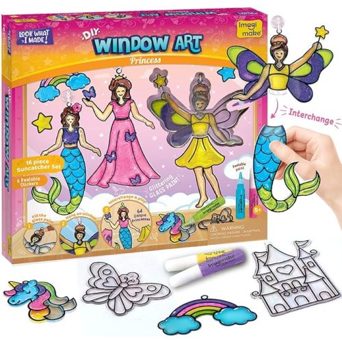 Imagimake Window Art Princess | Suncatcher Kit | Arts and Crafts for Kids Ages 8-12 | Girls Toys Age 6-8 | Princess Gifts for Girls Age 6-8 | 5 Year Old Girl Gift | Fun Christmas Gifts for Grandkids