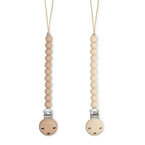 Comfy Cubs Pacifier Clips 2 Pack - 100% Food Grade Silicone Baby Pacifier Clips, BPA & PVC Free - CPSIA Certified, Lightweight and Flexible Baby Gifts - Beige & Light Beige