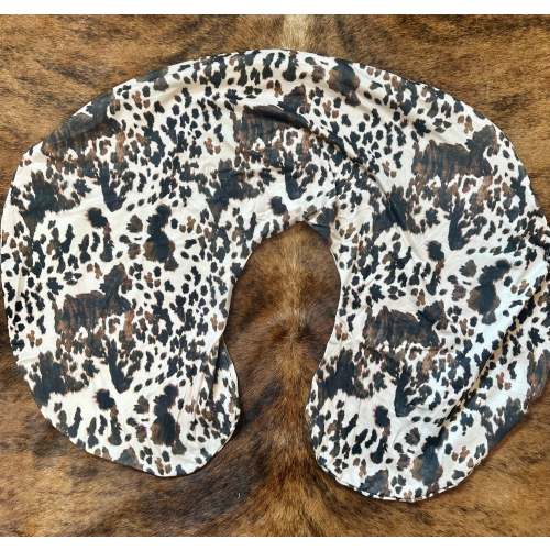 Brown and white cowprint baby boppy pillow cover