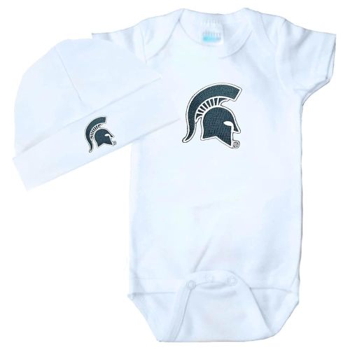 Michigan State Spartans Baby Onesie and Cap Set - White