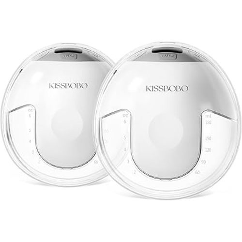 Hands Free Breast Pump K6, Upgraded Wearable Double with 19 Levels 4 Modes of Strong Suction,Electric Breast Pump Portable, BPA Free (White, 2 Pack)