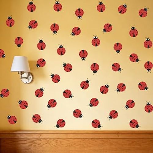 Ladybug Sticker Sheet - Red and Black, Peel and Stick Kids' Room Decor. (Ladybug wall Decal)