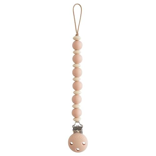 mushie 100% Silicone Baby Pacifier Clip BPA Free | Luna (Faux Wood)