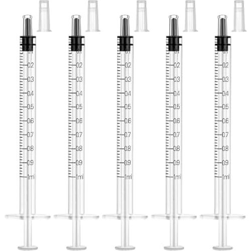 30 Pack 1 ml Syringe Without Needle, Syringe with Cap, Individually Wrapped, for Liquids, Scientific Labs, Measurement, Dispensing